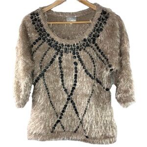 Luluvia anthropologie shaggy embellished sweater